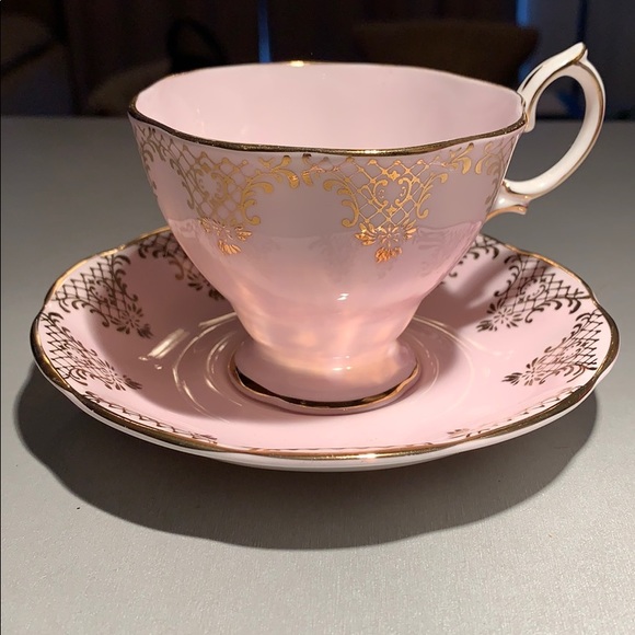 Vintage Other - Bone China tea cup with saucer pink and gold